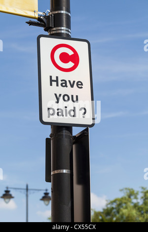 Segnale congestion charge a Londra, Inghilterra Foto Stock