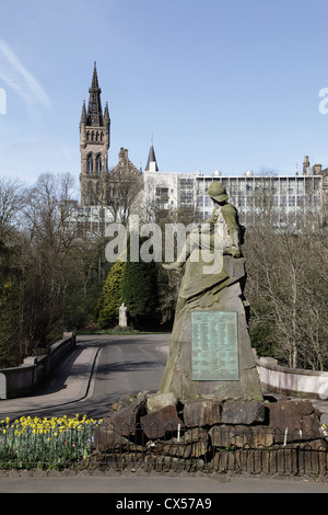 Memoriale di Highland Light Infantry Caduti in Guerra Sudafricana, Kelvingrove Park, West End di Glasgow, Scotland, Regno Unito Foto Stock