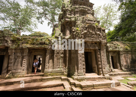 Ta Prohm tempio vicino a Siem Reap, Cambogia (utilizzato nella realizzazione del film Tomb Raider) Foto Stock