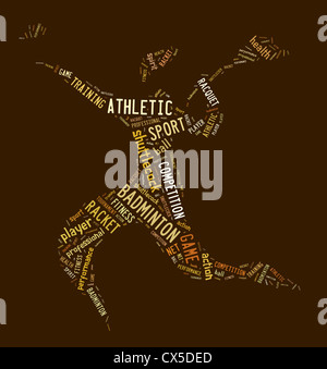 Badminton player pittogramma su sfondo marrone Foto Stock