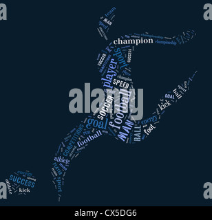 Giocatore di football pittogramma su sfondo blu Foto Stock