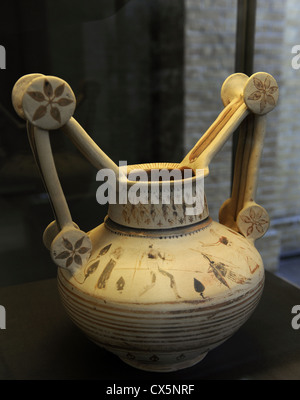 Italiano meridionale vaso (Trozzella), 500-475 A.C. Decorata con scene di figurale eseguite in uno stile Greco. La Carlsberg Gyptotek. Foto Stock