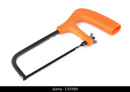 Seghetto Junior con orange manico in plastica isolato su bianco Foto Stock
