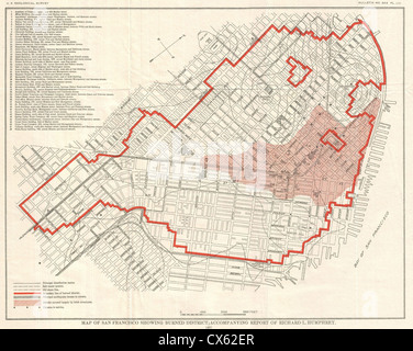 1907 Indagine geologica Mappa di San Francisco dopo terremoto 1906 Foto Stock