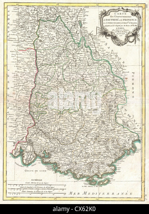 1771 Bonne Mappa di Dauphine e Provenza, Francia Foto Stock