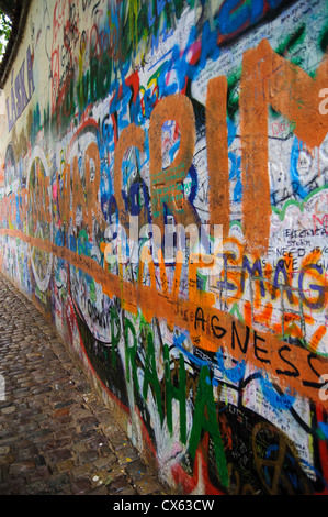 Muro di John Lennon, Praga, Repubblica Ceca Foto Stock