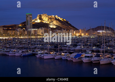 Marina di notte Alicante Spagna Foto Stock