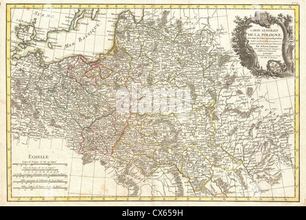 La mappa Zannoni del 1771 della Polonia e della Lituania è un'antica opera cartografica che fornisce una visione storica delle regioni durante il XVIII secolo, mostrando confini, topografia e insediamenti del periodo. Foto Stock