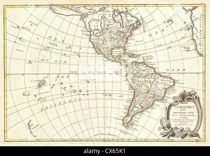 1762 Janvier Mappa di America del Nord e America del Sud (Mare del West) Foto Stock