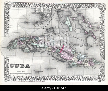 1872 Mitchell Mappa di Cuba e le Bahamas Foto Stock