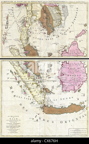 1710 Ottens Mappa del sud-est asiatico, Singapore, Thailandia (SIAM), Malaysia, Sumatra, Borneo Foto Stock