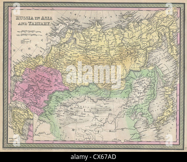 1853 Mitchell Mappa di Russia in Asia e Tartary Foto Stock