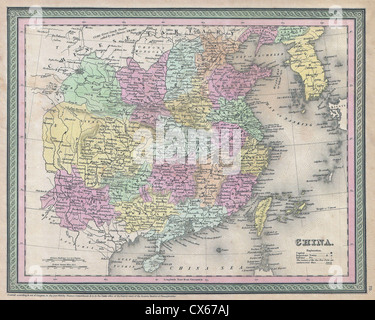 1853 Mitchell mappa della Cina Foto Stock