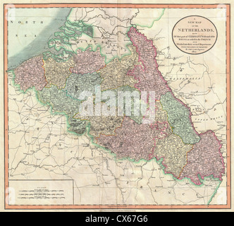 1804 Cary Mappa di Belgio e Lussemburgo Foto Stock