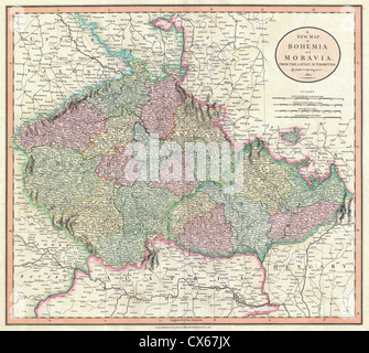 1801 Cary Mappa di Boemia e Moravia ( Repubblica Ceca Foto Stock