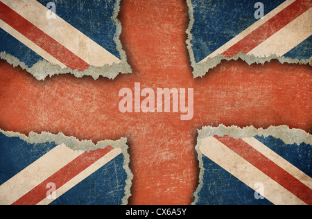 Strappato il cartone in forma di bandiera britannica Foto Stock
