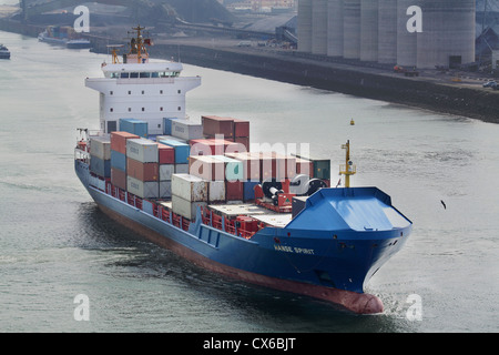 Hanse Spirito, 2665 DWT, 809 TEU, 2005-costruito alimentatore contenitore nave nel porto di Rotterdam Foto Stock