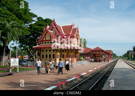 Royal Pavilion Hua Hin Stazione Ferroviaria della Thailandia Foto Stock