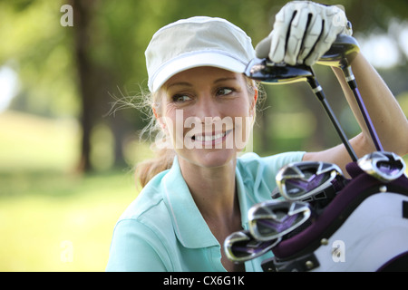 Donna sul campo da golf Foto Stock