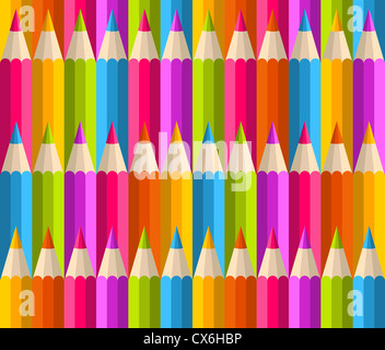 Si torna a scuola matita arcobaleno seamless pattern. Illustrazione Vettoriale stratificata per una facile manipolazione e colorazione personalizzata. Foto Stock