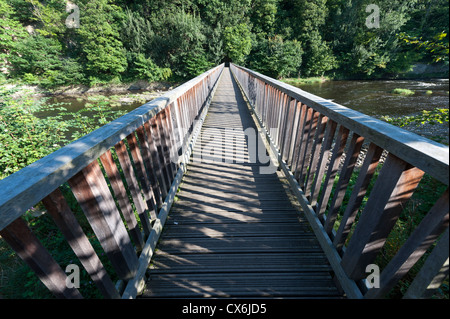 Ponte sul Fiume usura Finchale Abbazia o Priory Durham Regno Unito Foto Stock