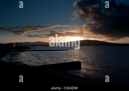 Tramonto su Belfast Lough Holywood Foto Stock