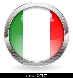 Tridimensionale pulsante cerchio con la bandiera dell'Italia, illustrazione vettoriale Foto Stock