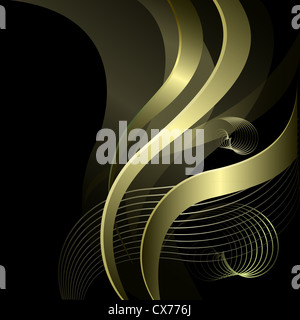 Abstract sfondo nero con linee dorate pattern Foto Stock
