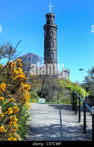 Monumento Nelson, Calton Hill, Edimburgo, Scozia, Regno Unito Foto Stock