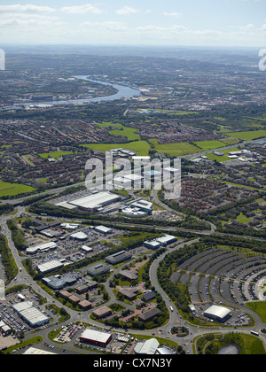 Silverlink area business, Newcastle upon Tyne, nel nord est dell'Inghilterra, Regno Unito, fiume Tyne visibile in background Foto Stock