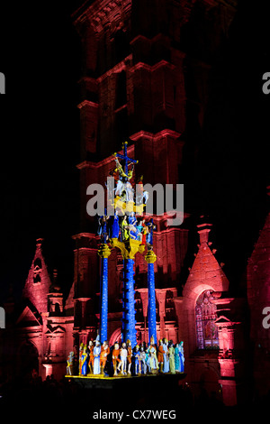 L'illuminazione du Calvaire de St Thégonnec .illuminazione del Calvario presso il St Thegonnec .Finistère .Brittany .Francia Foto Stock