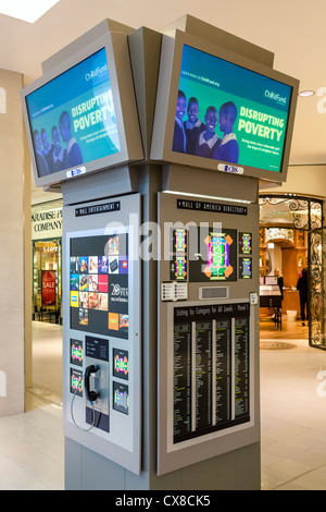 Store directory nel centro commerciale Mall of America, Bloomington, Minneapolis, Minnesota, Stati Uniti d'America Foto Stock