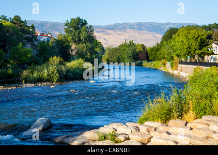 Il fiume Truckee nel centro di Reno Nevada Foto Stock