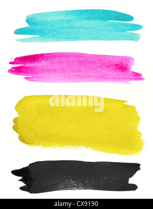 Corse ad acquerello su carta bianca Foto Stock