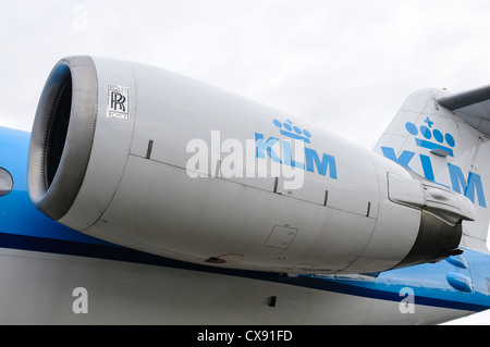 Rolls Royce RB-183 motore su un KLM Fokker 100 Foto Stock