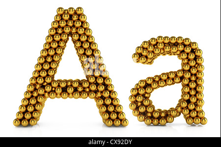 3d illustrazione di golden alphabet isolati su sfondo bianco Foto Stock