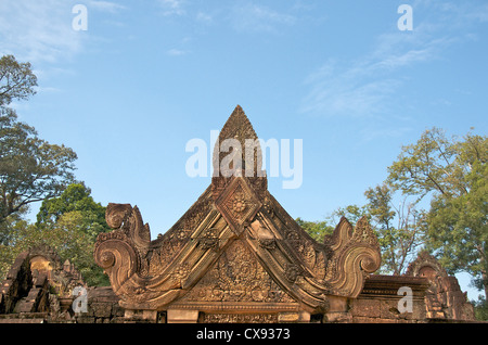 Banteay Srei dettagli tempio di Angkor Cambogia Foto Stock