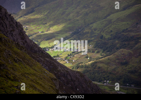 La Snowdon Mountain Railway, Galles, vista dal carrello Foto Stock