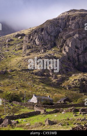 Cottage in pietra, Parco Nazionale di Snowdonia, Wales, Regno Unito Foto Stock