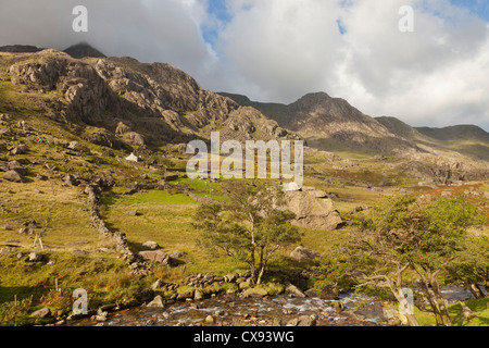 Cottage in pietra, Parco Nazionale di Snowdonia, Wales, Regno Unito Foto Stock