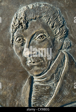 Edward Williams meglio conosciuto con il suo nome bardico Iolo Morganwg 1747-1826. Placca di bronzo in cima a Primrose Hill, Londra Inghilterra anni '2012 2010 UK HOMER SYKES Foto Stock
