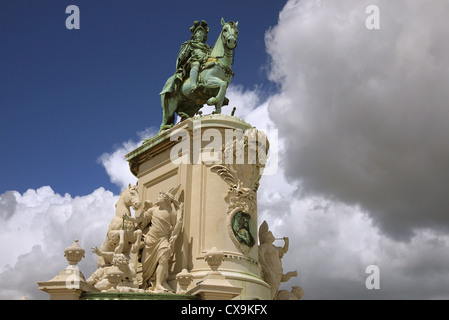 Statua di re Giuseppe I in Prace fare commercio a Lisbona, Portogallo. Foto Stock