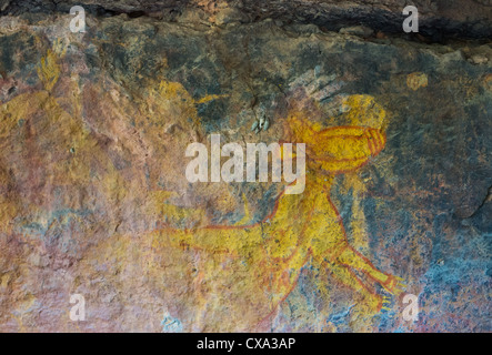 Arte rupestre degli Aborigeni di un canguro, Anbangbang Gallery, Nourlangie, Parco Nazionale Kakadu, Territorio del Nord Foto Stock