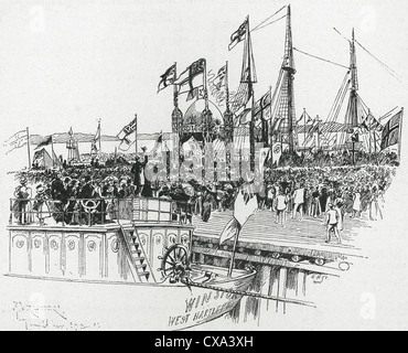 Fridtjof Nansen (1861-1930). Norwegian explorer, scienziato, Diplomat, umanitario e premio Nobel per la pace. Arrivo a Trondheim. Foto Stock