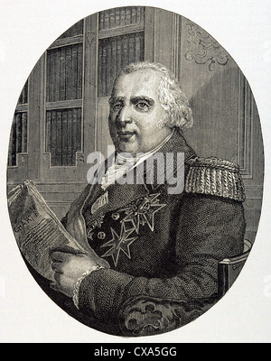 Luigi XVIII (1755-1824). Re di Francia dal 1814-15 e 1815-24. Fratello di Luigi XVI. Incisione. Foto Stock