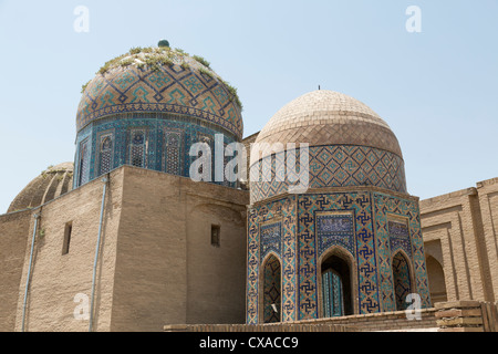 Facciata posteriore, Shirin Bika Mausoleo Agha, Shah-i Zinda necropoli, Samarcanda, Uzbekistan Foto Stock