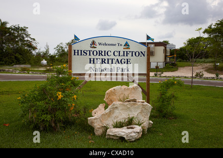 Storico patrimonio di Clifton Parco Nazionale di segno, New Providence Island, Bahamas, dei Caraibi Foto Stock