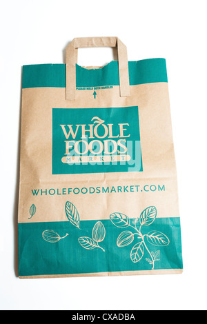 Whole Foods Market carta marrone shopping bag su uno sfondo bianco - intaglio Foto Stock
