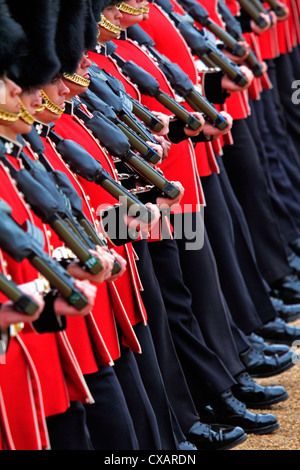 Soldati a Trooping il colore 2012, la regina il compleanno, sfilata delle Guardie a Cavallo, Whitehall, London, England, Regno Unito Foto Stock