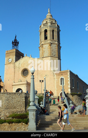 Chiesa di Sant Bartomeu mi Santa Tecla, Sitges, Barcelona. Foto Stock